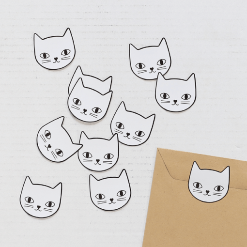 Stickers Tête de chats Audrey Jeanne, lot de 10