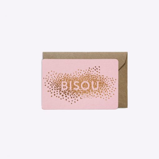Mini carte Bisou confettis Rose Les Editions du Paon