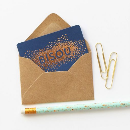 Mini carte Bisou confettis Bleu saphir Les Editions du Paon
