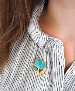 Pin’s tulipe Mini Labo turquoise