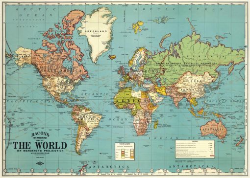 Affiche carte du monde vintage