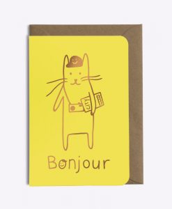 carte bonjour chat cat tourist editions du paon