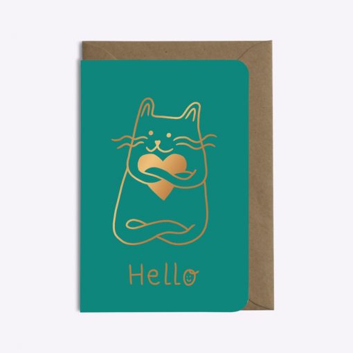 Carte Hello Cat in love Les Editions du Paon émeraude