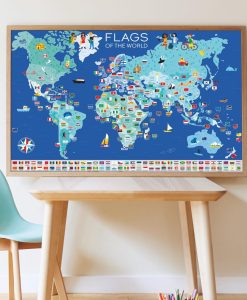 Poster géant + 200 stickers – Drapeaux du monde (6-12 ans)