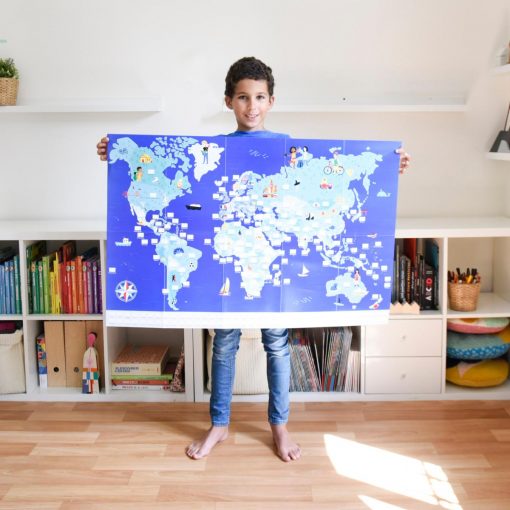 Poster géant + 200 stickers – Drapeaux du monde (6-12 ans)