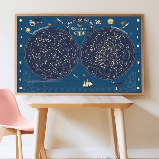 Poster carte du ciel + 640 stickers étoiles phosphorescentes (7 ans et +)