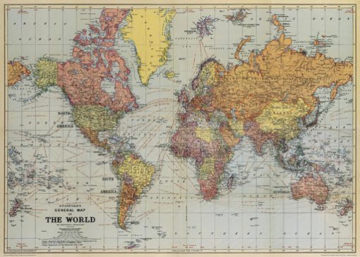 Affiche carte du monde vintage 2 Cavallini