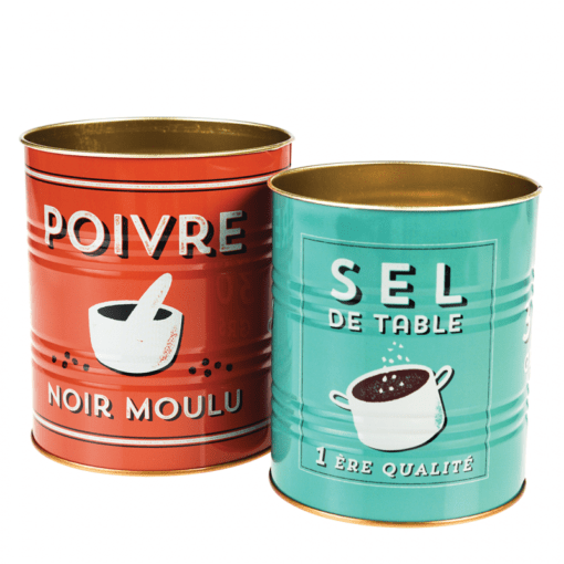 Set de 2 pots en métal – Boîtes de conserve Sel et poivre
