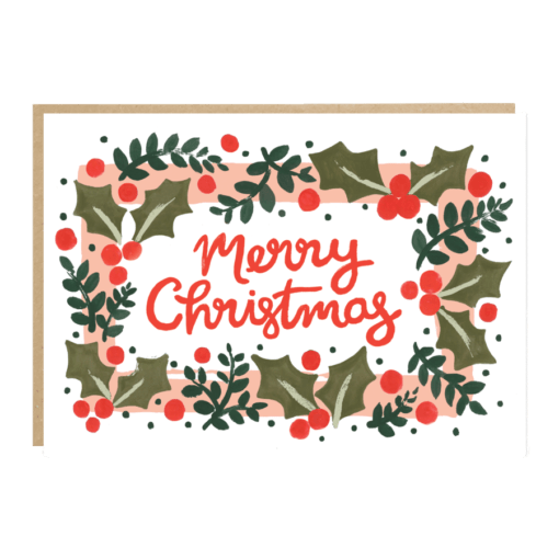 Carte Merry Christmas Houx Jade Fisher