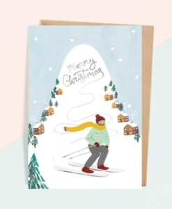 Carte de voeux de Noël Skieur Jade Fisher