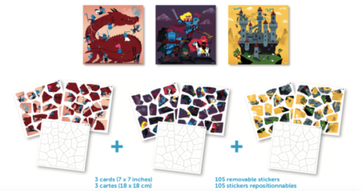 Puzzle à stickers Dragon et chevaliers (5-10 ans)