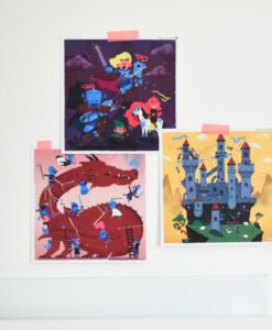 Puzzle à stickers Dragon et chevaliers (5-10 ans)