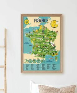 Poster éducatif + 60 stickers – Carte de France (6-12 ans)