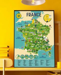 Poster éducatif + 60 stickers – Carte de France (6-12 ans)