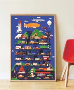 Poster géant + 44 stickers – Véhicules (3-7 ans)