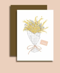 Carte bisous Bouquet mimosa Minimel