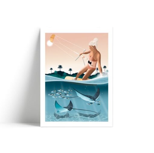 Affiche Kite Surf Les Rideuses A4