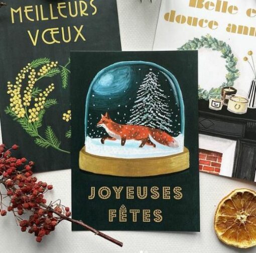 Carte Joyeuses Fêtes Renard Mélanie Voituriez