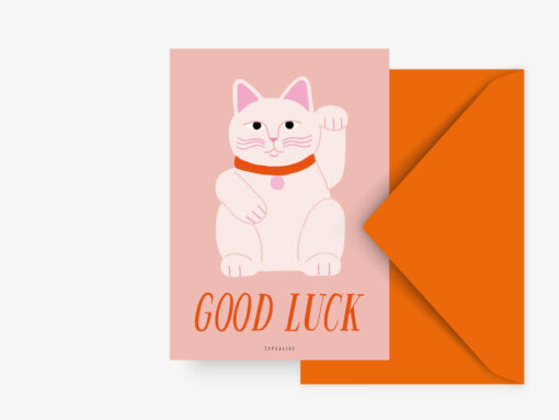Carte Bonne chance Lucky cat
