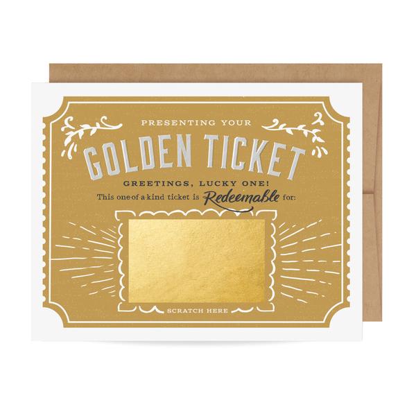 Carte à gratter personnalisable Golden Ticket - Pastel Shop