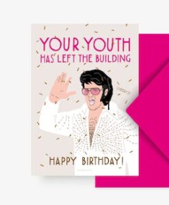 Carte anniversaire Left The Building Elvis Typealive