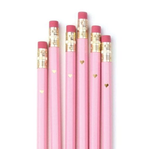 Crayons à papier Coeur doré Rose x6 Inklings