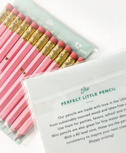 Mini crayons à papier Coeur doré Rose x12