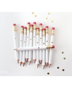 Mini crayons à papier Coeur doré Blanc x12