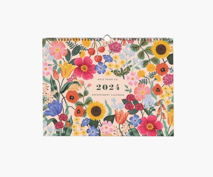 Calendrier Bloc Mensuel Mural 2024 - 16x33cm - Theme Fleurs