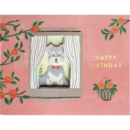 Carte pop-up Anniversaire Fenêtre Chien