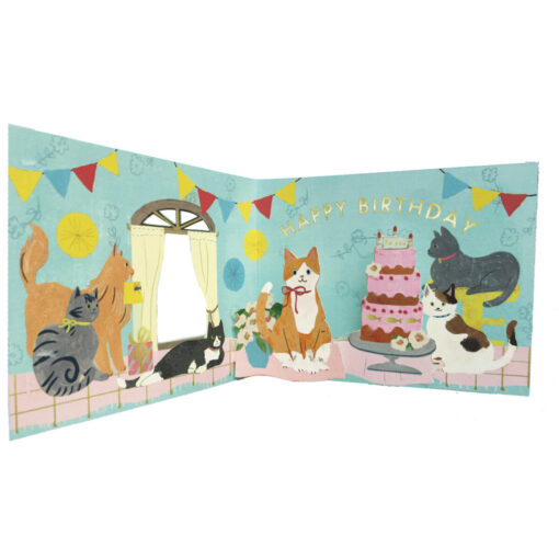 Carte pop-up Anniversaire Fenêtre Chat