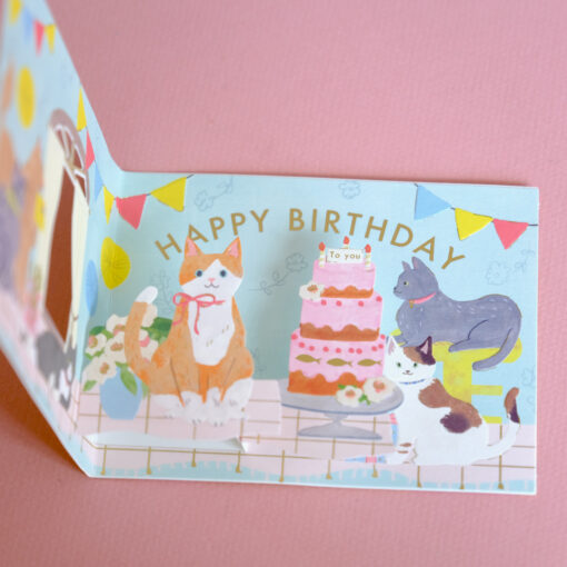 Carte pop-up Anniversaire Fenêtre Chat