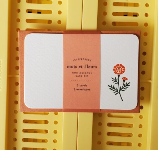 Set de mini cartes et enveloppes Letterpress Marigold