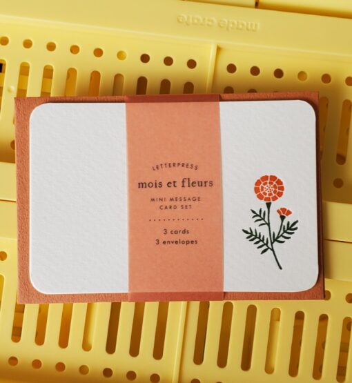 Set de mini cartes et enveloppes Letterpress Marigold