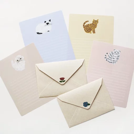 Papiers à lettre et enveloppes Chat Rosette