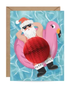 Carte Pop Up Swimming Santa