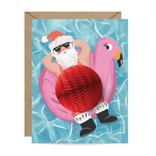 Carte Pop Up Swimming Santa