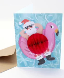 Carte Pop Up Swimming Santa