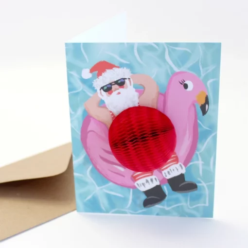 Carte Pop Up Swimming Santa