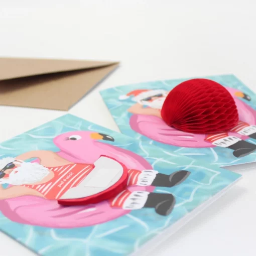 Carte Pop Up Swimming Santa