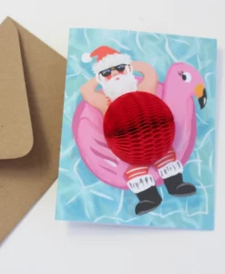 Carte Pop Up Swimming Santa