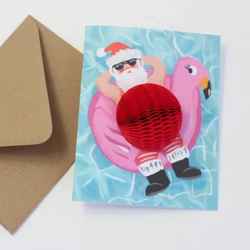 Carte Pop Up Swimming Santa