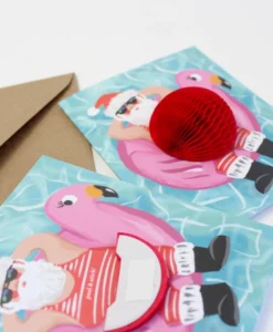 Carte Pop Up Swimming Santa