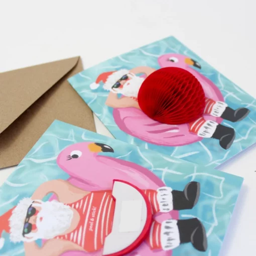 Carte Pop Up Swimming Santa