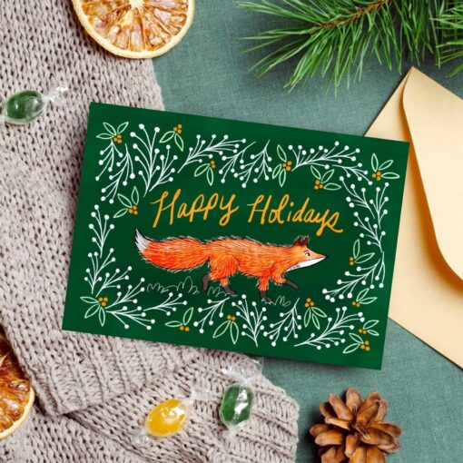 Carte Happy Holidays Fox