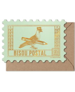 Carte Timbre Bisou Postal pigeon