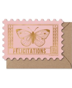 Carte Timbre Félicitations Papillon