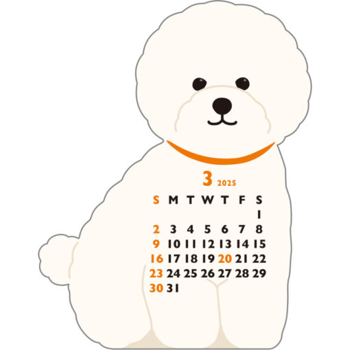 Calendrier Animal Die-Cut 2025 -Bichon Frisé