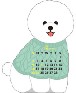 Calendrier Animal Die-Cut 2025 -Bichon Frisé