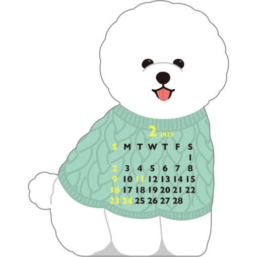 Calendrier Animal Die-Cut 2025 -Bichon Frisé